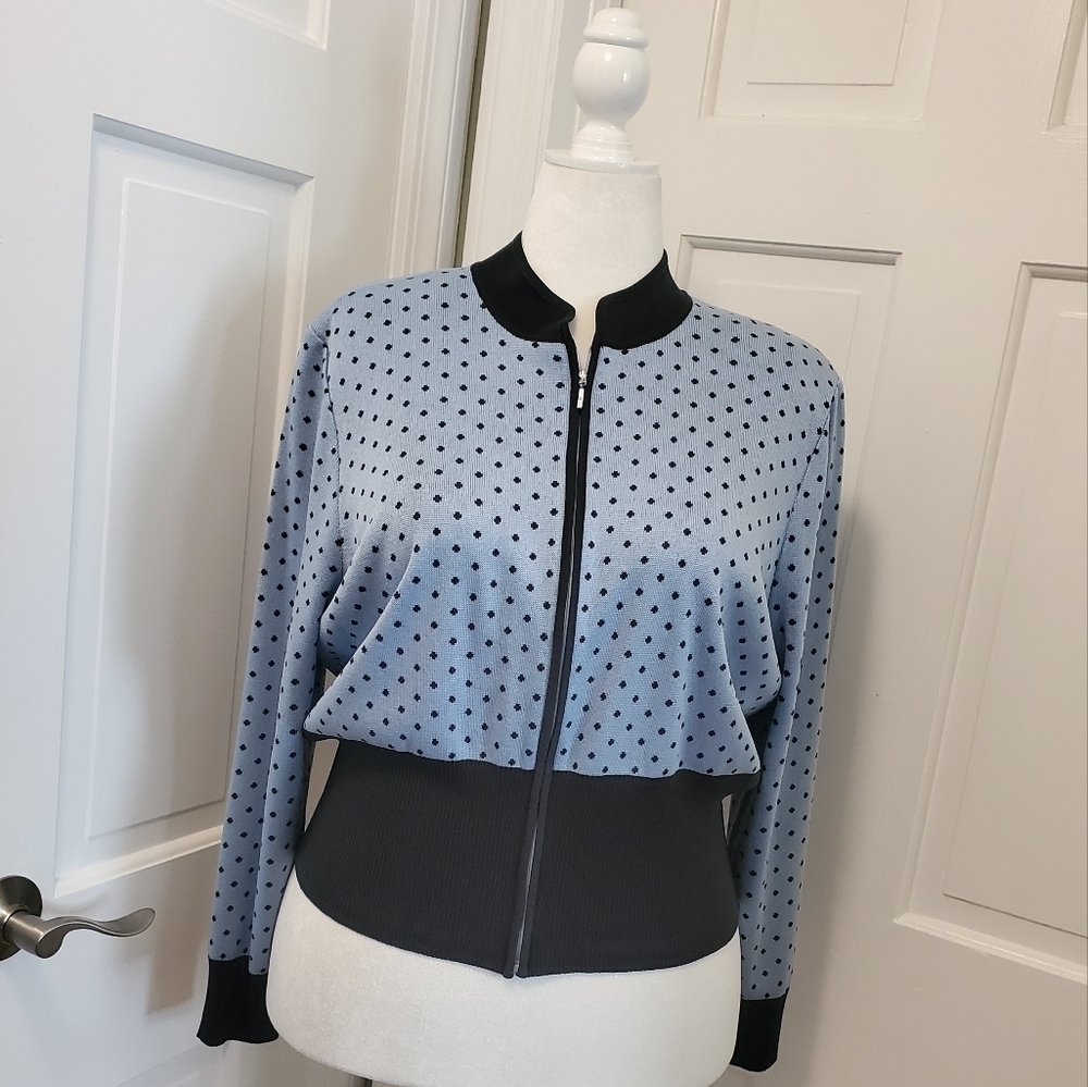 POLKA Dot Knit Zip close cardigan size XLarge